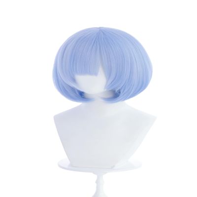 CHROMANTRA Anime Re:Zero Rem Cosplay Wig, Short Blue Twin Tails with Bangs, Synthetic Heat Resistant Hair for Halloween Party, Includes Wig Cap