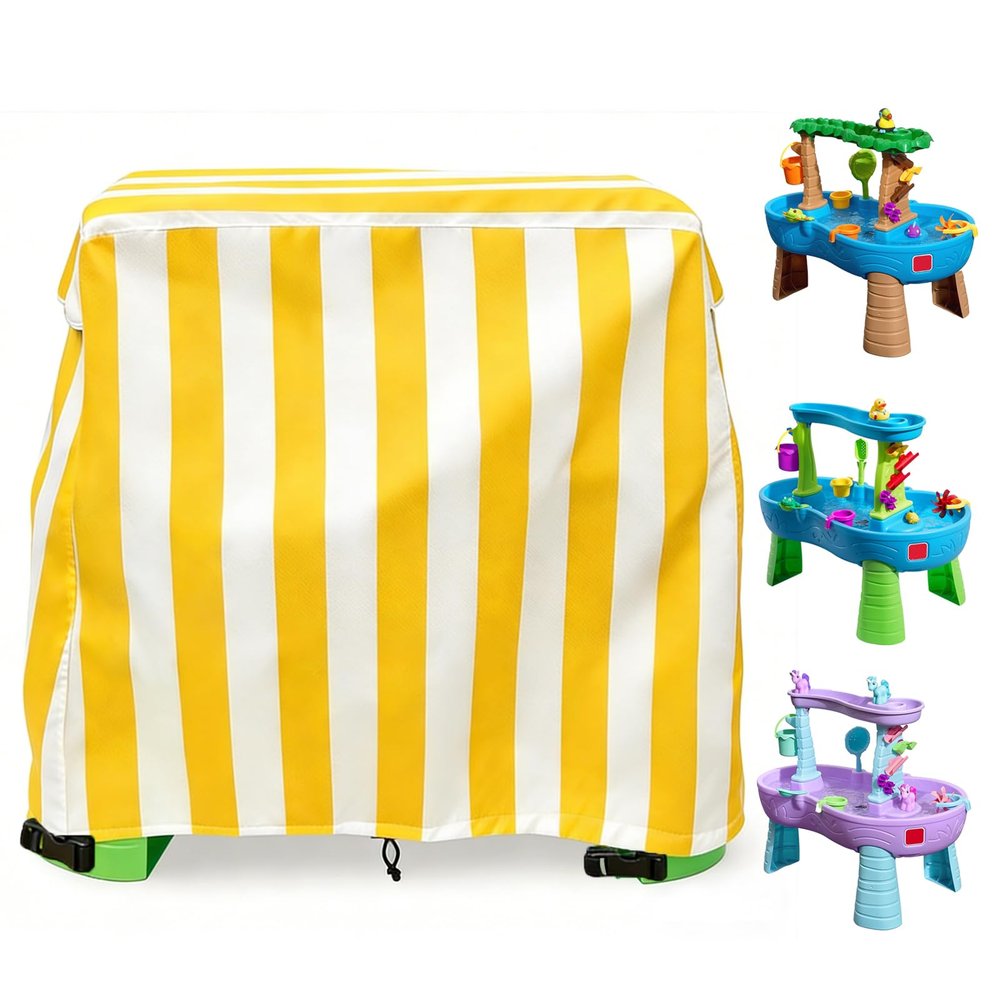 Pitjeck Kids Water Table Cover, Waterproof Dustproof Anti-UV Protective Cover for Ages 1-3, Fits Rain Showers Splash Pond and Other Toddler Outdoor Water Play Tables, Cover Only (Yellow)