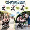 Double Stroller for Newborn and Toddler - Tandem Stroller with Lightweight Compact Fold, Adjustable Recline & Canopy, Parent Cup Holders - Travel Stroller for Twins, Infant & Older Kids, Pink view 4