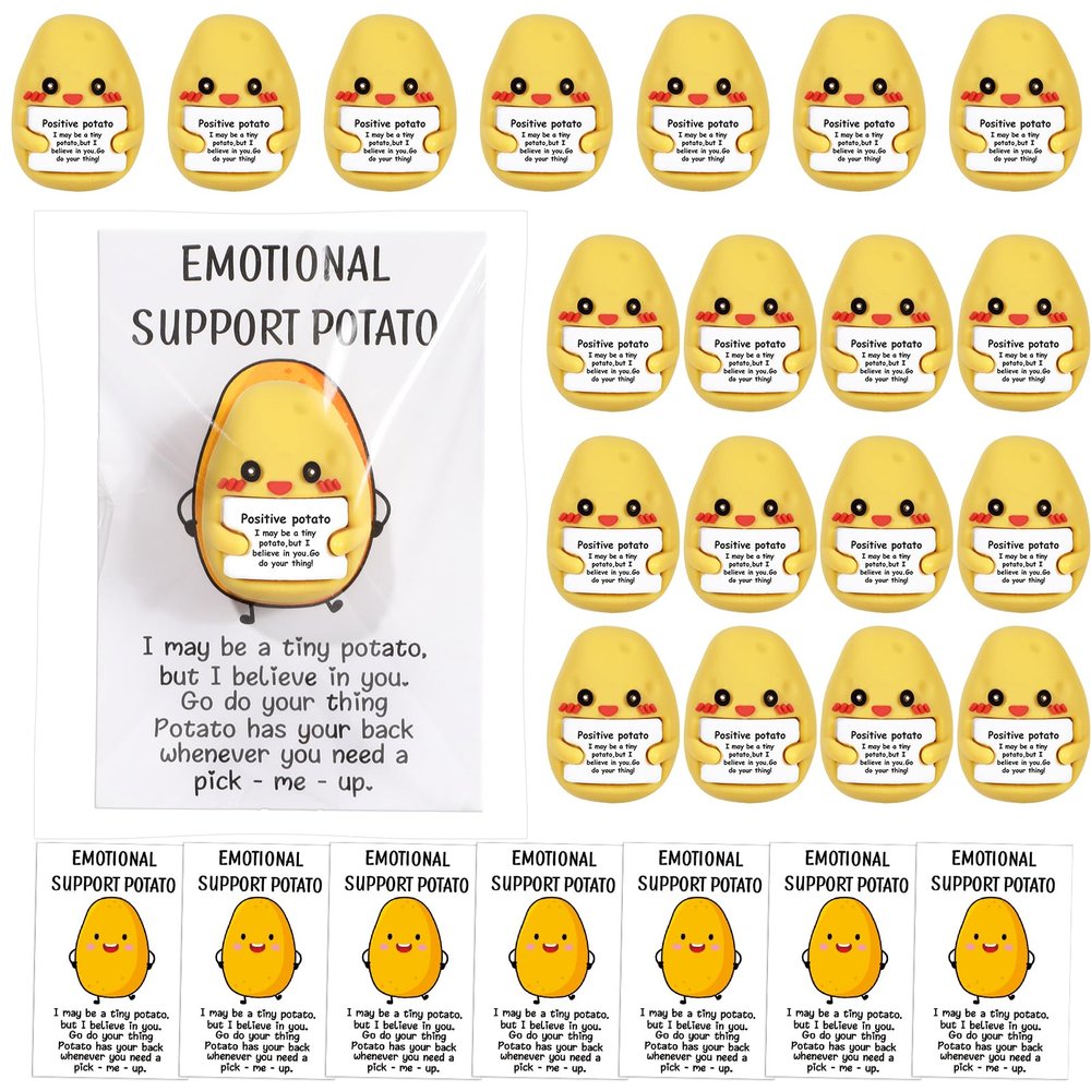 180 Pcs Positive Gift Set Funny Potato Shape Gift 60 Mini Rubber Potato Figures 60 Positive Cards 60 Package Bags Inspirational Potato Gift Being Awesome Friend Employee Coworker Staff Teacher Team