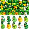 120 PCS St.Patrick's Day Mini Resin Duck 10 Style Bulk Miniature Green Ducks St. Patricks Day Tiny Resin Duck Figurines to Hide for St. Patricks Party Favors DIY Crafts Landscape Dollhouse Decor view 1
