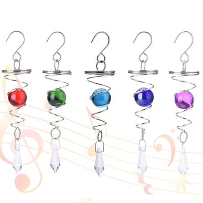 5 Pcs Wind Spinners Stainless Steel Wind Spinner Tail Gazing Ball Spiral Tail Spinners with Hanging Swivel Hook to Stress Relief for Indoor Outdoor Decoration or Winter Nightgowns for Wo