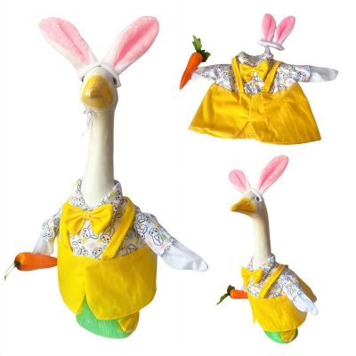 Crazyview Easter Porch Goose Costume,Spring Goose Outfit Holiday Lawn Geese Outfit Bunny Clothing w/Carrot for Outdoor Decor