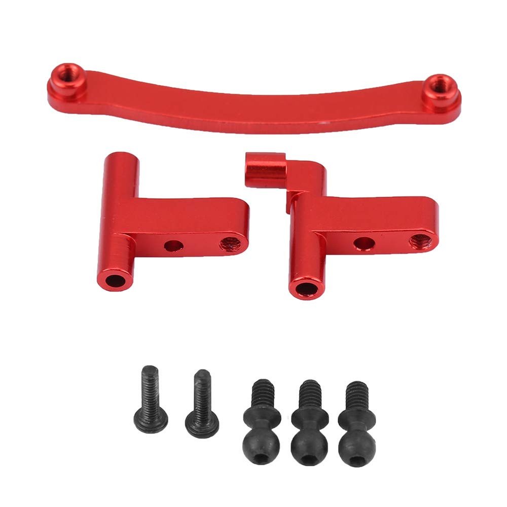 Aluminium Alloy Steering Servo Saver Complete Mount, RC Steering Servo Saver for FS 1/18 Scale RC Truck, CNC Machined with Anodized Finish and Included Screws (736010R red)