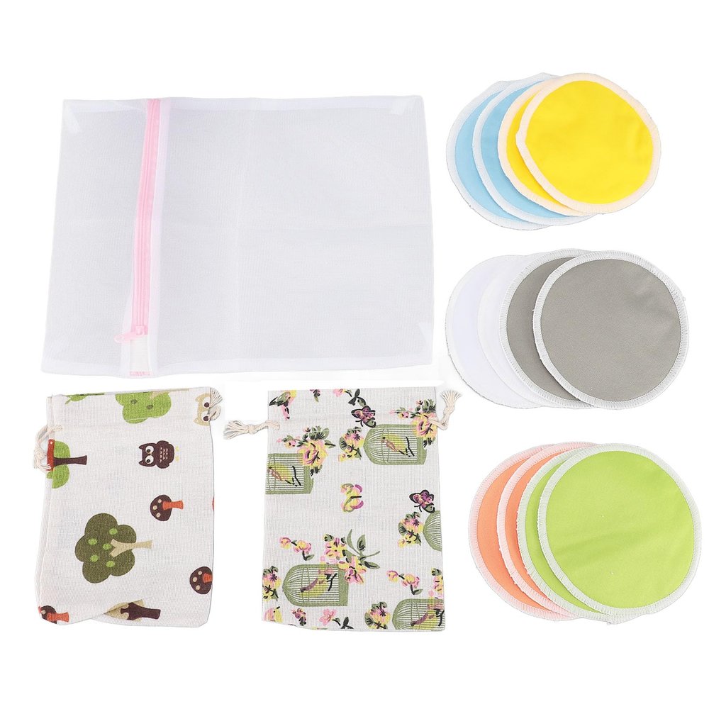 12pcs Reusable Nursing Pads with Laundry Bag, Super Absorbent Washable Breastfeeding Nipple Pads, Leakproof Bamboo Cotton Maternity Pads for Leaking Milk