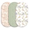 Civarua Kids Baby Bassinet Sheets for Boys & Girls, 3 Pack 32" x 16" Fitted Bassinet Mattress Sheets, Compatible with Halo Bassinet Swivel Sleeper, Oval Hourglass Rectangle Mattress, Brown Elephant view 1