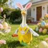 Easter Bunny Porch Goose Outfits, Lawn Goose Statue Clothes for 23 inch Easter Goose Costume with Bunny Ear Hat for Easter Party Yard Outdoor view 3
