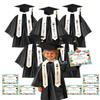 6 Set Shiny Kindergarten Graduation Cap and Gown Set with Stole, 2026 Tassel and Diploma Certificate, Preschool Pre-K Graduation Robe (Black) view 1