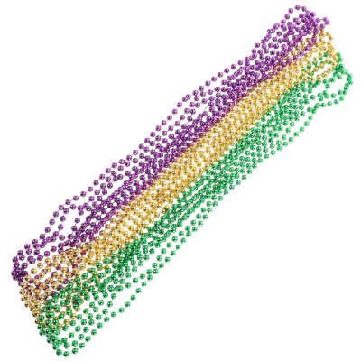 CVUTOVO 15pcs Beaded Necklaces 33-inch 6mm Metal Beads Party Carnival Jewelry for Dress-up and Festive Celebration Accessories