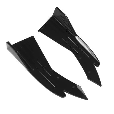 2PCS Car Rear Bumper Canard Side Skirt Splitter Spoiler Glossy Black Universal Auto Exterior Trim