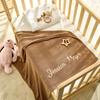 Personalized Baby Blanket - Embroidered Name, Soft Breathable Cotton Knit Blanket, Custom Keepsake Gift for Newborn Boy Girl, Nursery Swaddling Blankets(Dark Pink) view 4