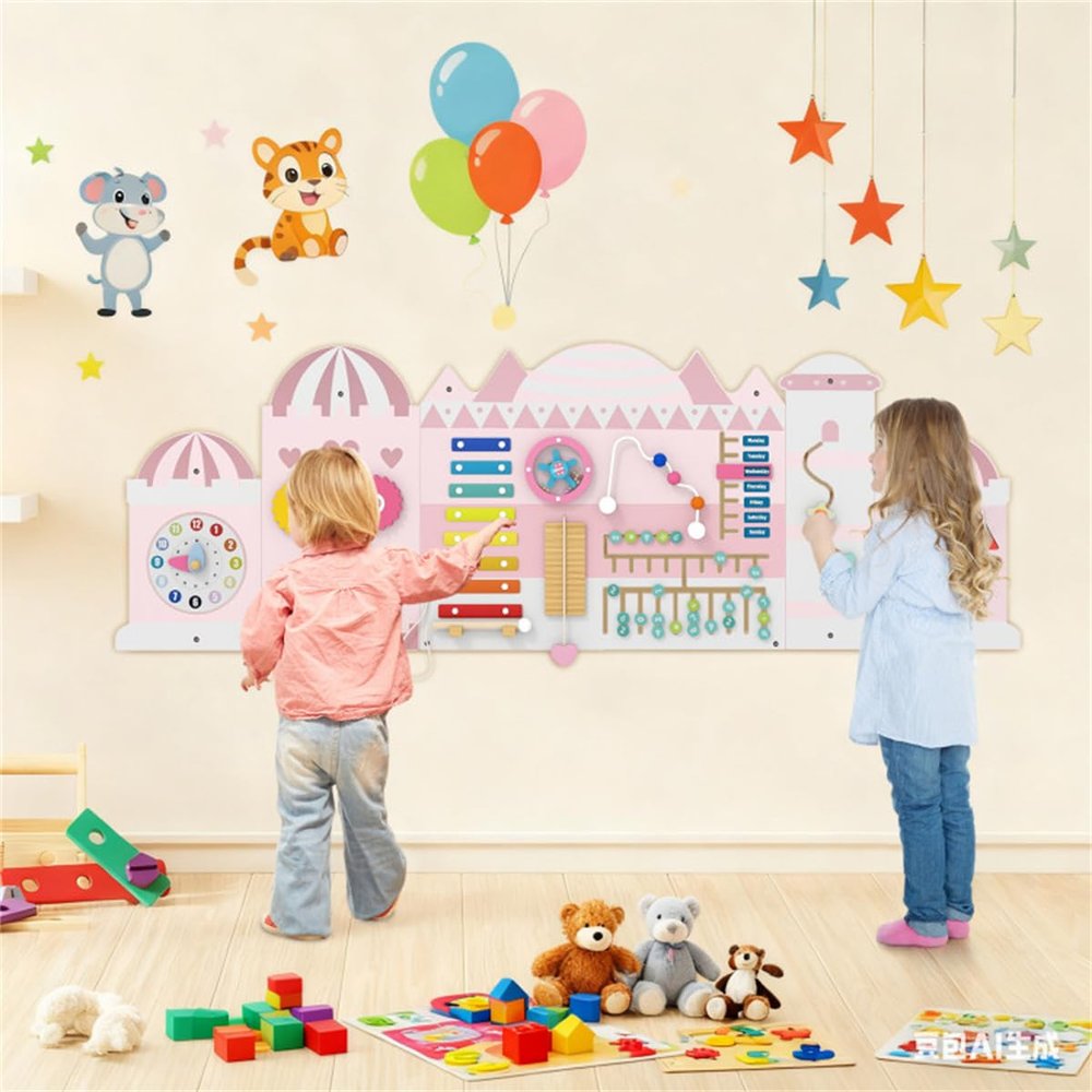 lafengyan Montessori-Inspired Wall-Mounted Sensory Activity Board for Hands-On Learning and Fine Motor Development