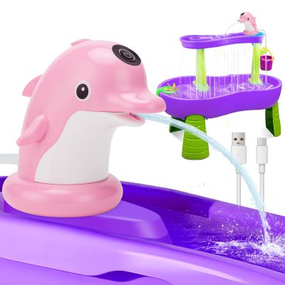 Dolphin Water Table Pump for Kids - Rechargeable,3.5H Play,Easy Stick