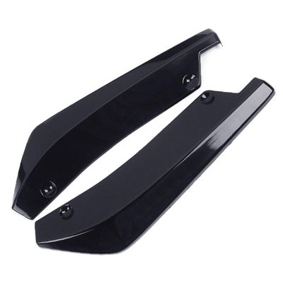 Rear Bumper Diffuser Splitter Spoiler Universal Canard Scratch Protector Winglets Side Skirt Extension Anti-Scratch Parts(Bright Black)