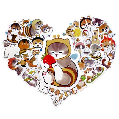 100 Pcs Cute Cat Stickers for Water Bottles, with Funny Bee Pattern Elements,Kawaii Cartoon Decal Pack, Laptop, Skateboard, DIY Crafts