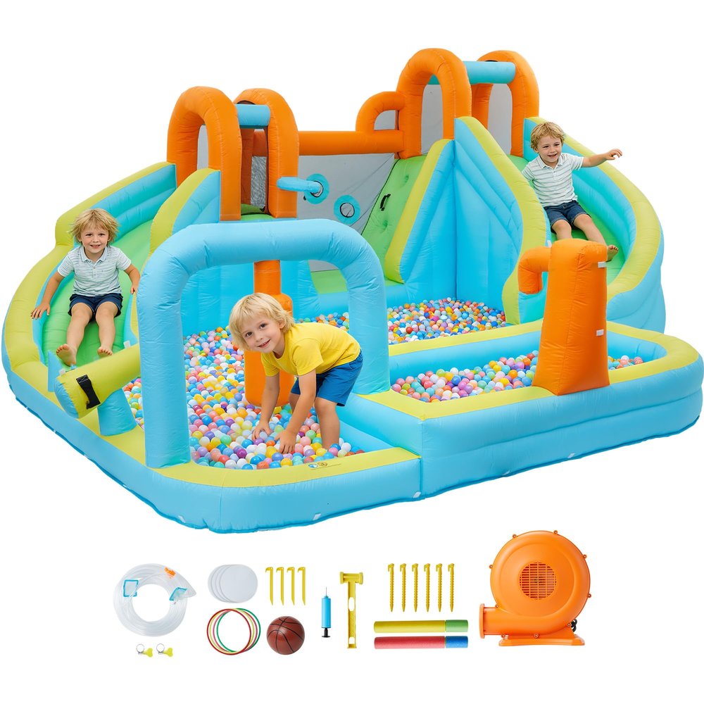 Garvee Bounce House for Kids Indoor and Outdoor, Inflatable Bounce 10-in-1 Playset with 550W Blower and Slide, Jump House for Backyard(191.34"168.5"86.61")
