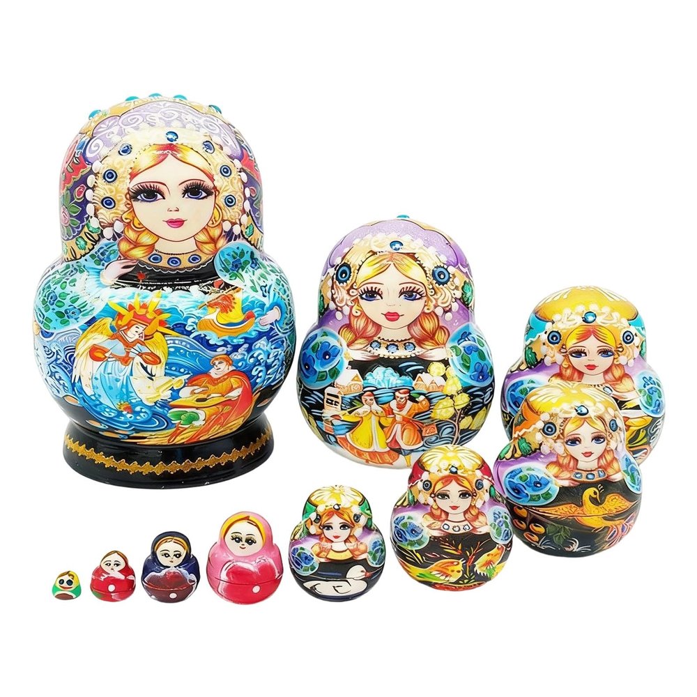 Vmohuyktx Matryoshka Russian Nesting Doll Traditional Art Russian Nesting Dolls Set of 10 Layers Wooden Matryoshka for Stacking Toy