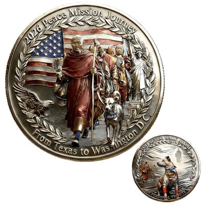 2026 Peace Mission Journey Commemorative Coin, Walking for Peace Tribute to Compassion, Mindfulness and Unity, Meaningful Gifts to Supporters, Peace Mission Road Commemorative Coin (Style D-1PC)