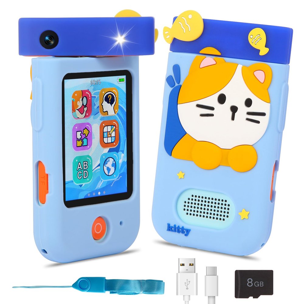 ARNSSIEN Kids Smart Phone Toy, 2.8" Touchscreen Toddler Learning Phone with 180 Rotating Lens, Camera, Games, Music Player, Kids Phone for Girls Boys Age 3-12, A200