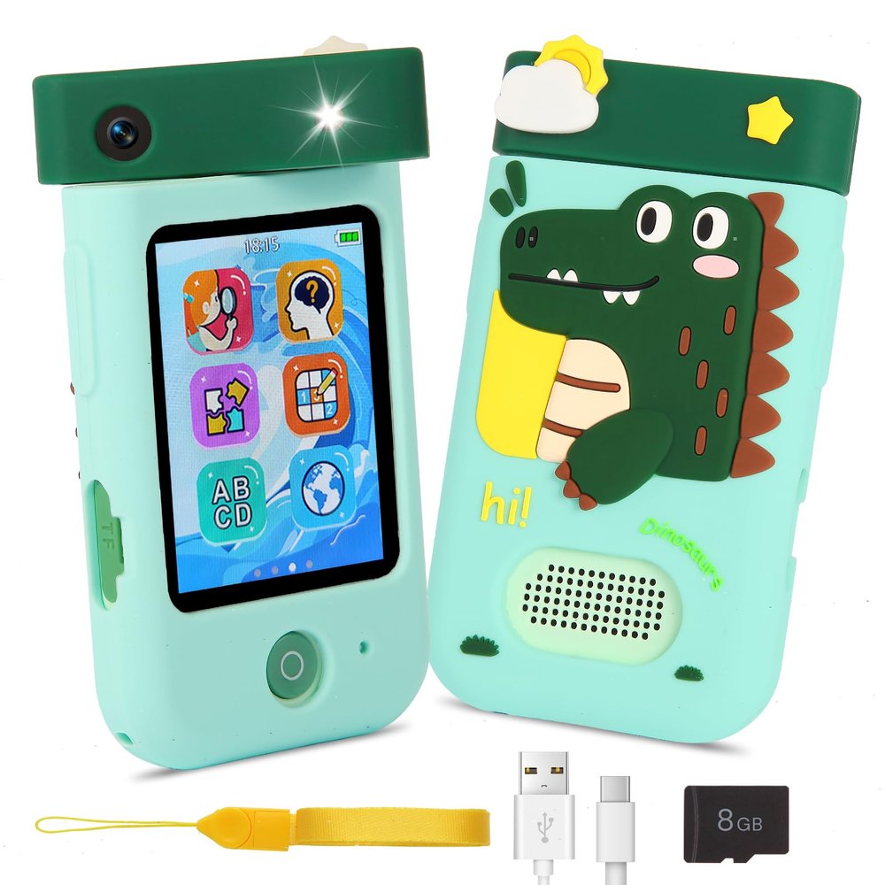 ARNSSIEN Kids Smart Phone Toy, 2.8" Touchscreen Toddler Learning Phone with 180 Rotating Lens, Camera, Games, Music Player, Kids Phone for Girls Boys Age 3-12, A200