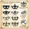 Bucherry 88 Pcs Masquerade Masks Beads Necklace Set Vintage Venetian Mask Metallic Beaded Necklace for Carnival Cosplay Prop (Plastic,Vintage Style) view 2