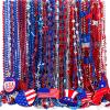 Yinkin 500 Pcs 4th of July Accessories Bead Necklaces Bulk, Metallic Patriotic Red Blue Silver Bead Necklaces with USA Hat American Flag for Independence Day Parade Carnival Party Decorations view 1