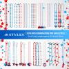 Yinkin 500 Pcs 4th of July Accessories Bead Necklaces Bulk, Metallic Patriotic Red Blue Silver Bead Necklaces with USA Hat American Flag for Independence Day Parade Carnival Party Decorations view 3