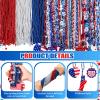 Yinkin 500 Pcs 4th of July Accessories Bead Necklaces Bulk, Metallic Patriotic Red Blue Silver Bead Necklaces with USA Hat American Flag for Independence Day Parade Carnival Party Decorations view 4