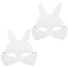 BESPORTBLE 2pcs White Pvc Half Face Rabbit Masks for Halloween Party DIY Blank Masquerade Bunny Masks with Matte Frosted Surface view 1