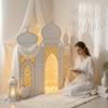 Amyhill Ramadan Eid Mosque Decorations 41 x 44.5 Inch DIY Cardboard Mosque Castle for Home Ramadan Playhouse Corner Activities for Islamic Muslim Home Decor (White Gold) view 4
