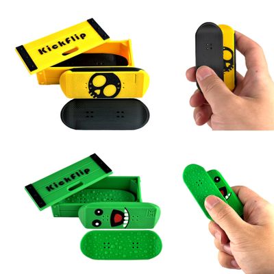 2PCS Kickflip Fidget Set for Adults,Mini Flipping Fingerboard Skateboard Fidget Slider with Storage Box Desk Toys