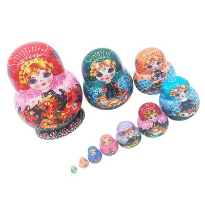 Vmohuyktx Matryoshka Russian Nesting Doll Traditional Art Russian Nesting Dolls Set of 10 Layers Wooden Matryoshka for Logical Toy