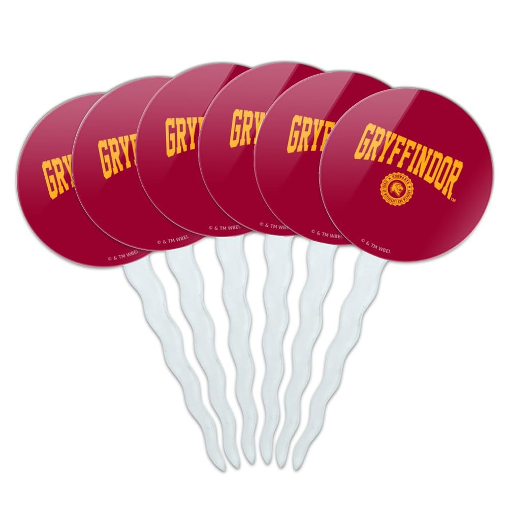 Graphics & More Harry Potter Gryffindor Seal Cupcake Picks Toppers Decoration Set of 6