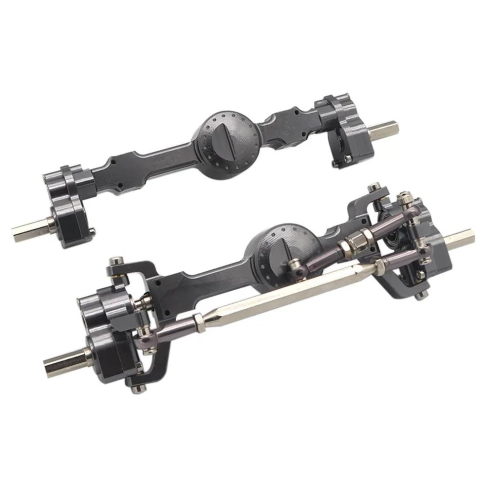 Metal Front and Rear Portal Axle Assembly Kit with 10.5mm High Ground Clearance for MN D90 MN99S FJ45 for WPL C14 C24 RC Crawler 1/12 1/16 Scale Upgrade Parts (Gray)