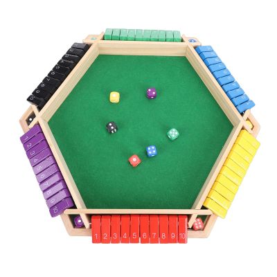 Sunisfa Wooden Dice Game, 2-6 Player Close The Box Dice Game Educational Math for Family Teachers Students, Premium Beech Wood Portable Board for Home Party Camping