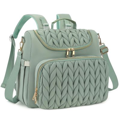 Bevkois Small Diaper Bag Backpack Quilted Mini Baby Crossbody Diaper Bag Tote for Mom and Baby Girls Boys (Matcha Green)