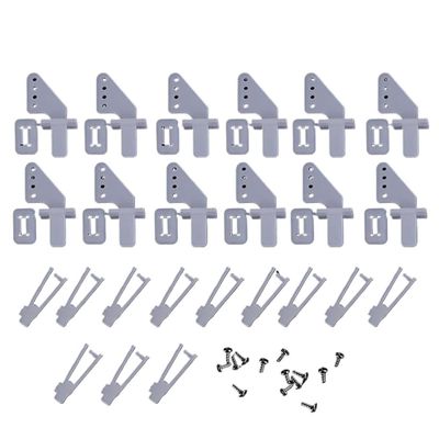 12 Sets Medium Lock On Nylon Control Horn and Clevis 21mm Set Rudder Servo Ailerons Elevators Compatible with RC Fixed Wing Airplane
