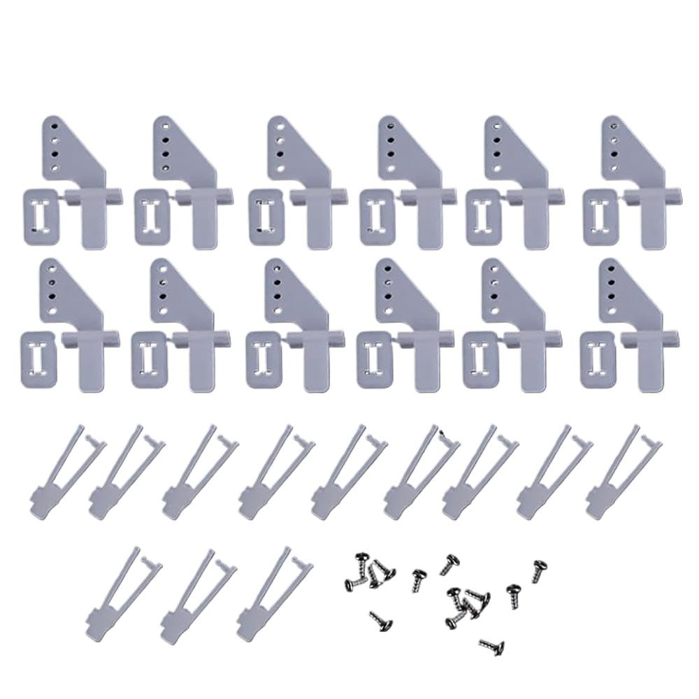 12 Sets Medium Lock On Nylon Control Horn and Clevis 21mm Set Rudder Servo Ailerons Elevators Compatible with RC Fixed Wing Airplane
