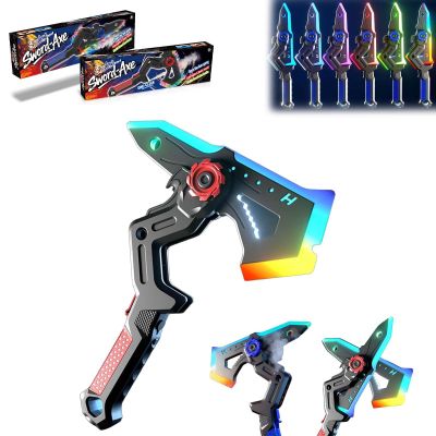 1/2pcs Interstellar Spark Battle Blade Dual Mode LED Light Blade, 7 Color Change Dual Axe Blade, One Button Switching, Combine Design, Mist Effect, USB Rechargeable (Red)