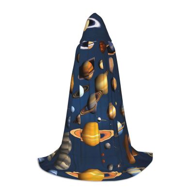 QAZWZML Solar System Planets Printed Large hooded cape, cosplay costume, perfect for fancy dress and holiday parties