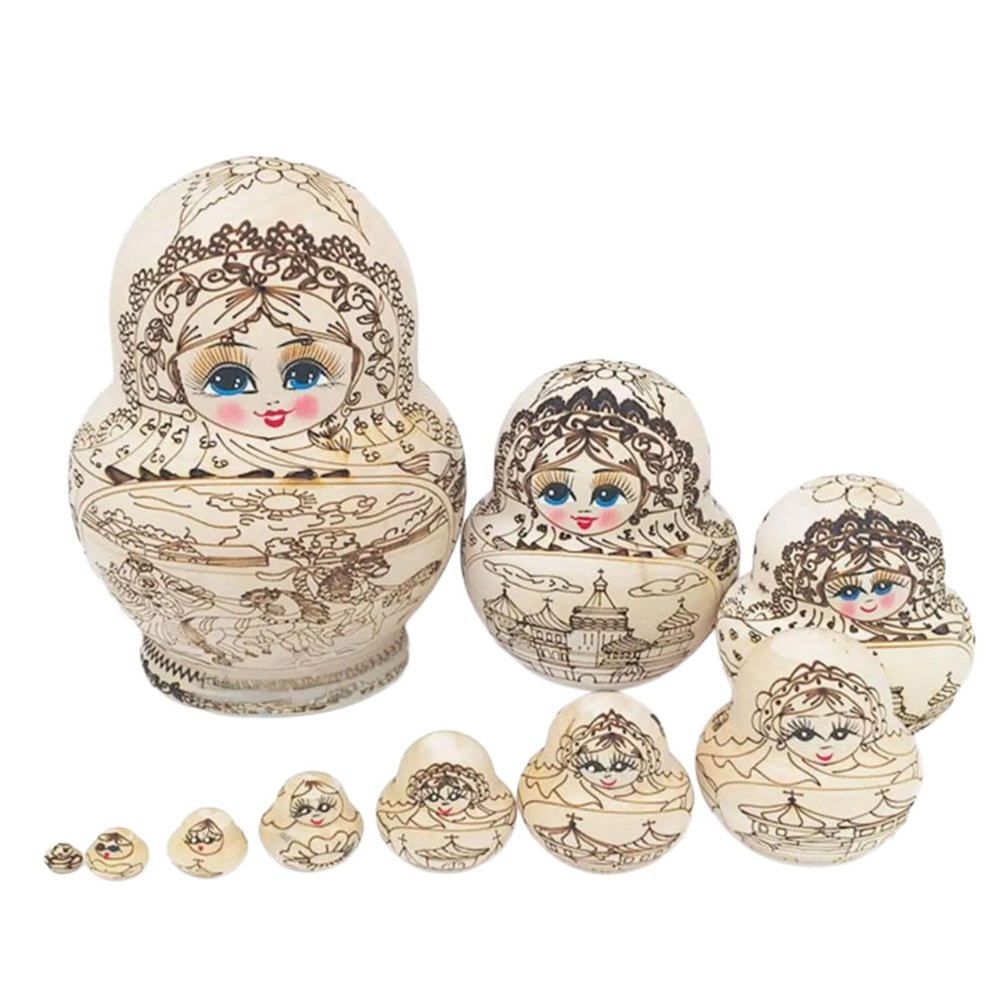 Handcrafts Cultural Art Russian Dolls Wooden Nesting Doll Stacking Toy Pen Holder for Adult Collectors and Enthusiasts Matryoshka Dolls