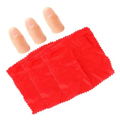 BESPORTBLE Trick Silk Scarves and Fake Finger Props Set, 6pcs Lightweight Performance Scarf and Thumb Tip Gimmick for Stage and Close-up Illusions