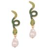 6.4 * 1.4cm Retro Animal Snake Alloy Enamel Inlaid With Imitation Pearl Earrings,black,6.4 * 1.4cm view 2