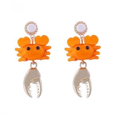 4.7 * 2.2cm Retro Orange Animal Glass Pendant Ocean Earrings,orange,4.7 * 2.2cm