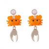 4.7 * 2.2cm Retro Orange Animal Glass Pendant Ocean Earrings,orange,4.7 * 2.2cm view 1