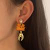 4.7 * 2.2cm Retro Orange Animal Glass Pendant Ocean Earrings,orange,4.7 * 2.2cm view 2