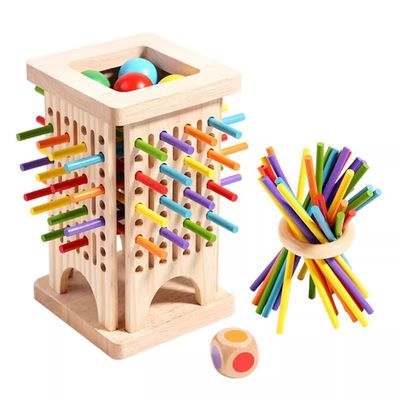 LLTCMAOYI Toddler Wooden Stick Pulling Tower, Interactive Game for Family Game Night & Preschool Learning