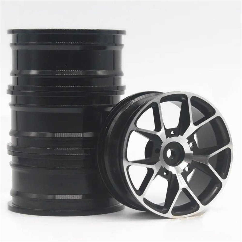 RC Toys Spare For HPI For HSP 94123 94122 94103 For D4 D3 CS RC Model 1:10 On-Road Racing Car Accessories Aluminum Alloy Metal Whee Rim RC Parts(Black,Size 1)