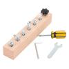 Educational Screw-Tightening Busy Board, Activity Board with Wooden Screwdriver Set,Hand-Eye Coordination Learning Activity, Strengthen Fingers (7-Hole) view 1