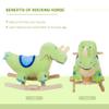 Classic Wooden Rocking Horse Toy with Smooth Curved Rails and Soft Plush Body for Gentle Back-and-Forth Motion view 3